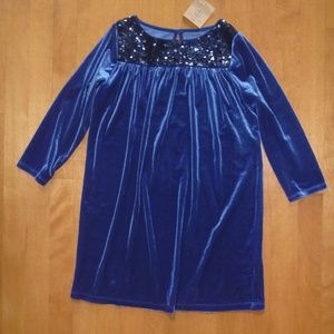 Girls Lands End Blue Velvet Starry Night Tunic Top Size 7/8 10/12 14 NWT